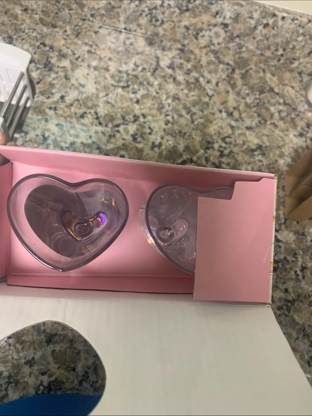 Cleo & June Iridescent Heart-Shaped Champagne Flutes - Pink Box (Set of 2)